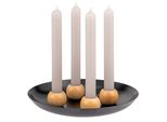 Vassoio Portacandele Bremermann Con 4 Portacandele Magnetici Per Candele A Bastoncino, Portacandele In Metallo/Legno, Nero