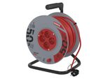 Emos Cavo Di Prolunga Rosso In Bobina 50M, 4 Prese, Pvc, 230V, 1,5Mm2 P19450