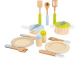 Small Foot Design 11098 Set Di Stoviglie E Pentole Per La Cucina Dei Bambini, 15 Pezzi (1 Set)