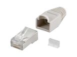 Goobay 68746 Spina RJ45, Cat 5E Stp Schermato Con Stivale Antistrappo, Grigio Goobay