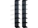 Vicco Scaffale A Muro Paolo, 28 X 190 Cm Set Di 2, Nero