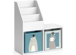 Vicco Libreria Bambini Luigi, 72 X 79 Cm Mini, Con 2 Scatole Pieghevoli Opt.6, Bianco