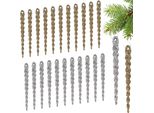 Brubaker Decorazione Albero Ghiaccioli Glitter - Decorazione Albero Di Natale - 13 Cm Decorazione Albero Di Natale Infrangibile - Decorazione Albero Di Natale, 24 Pezzi, Argento Oro