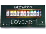 Loveart Colori A Guazzo 12X12Ml Spatole Per Pittura A Guazzo 5 Pezzi