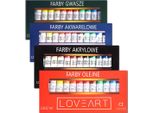 Loveart Set Di Colori 12X12Ml Colori Acrilici Acquerello Olio Gouaches