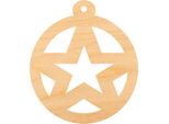 Palla Di Legno Ciondolo In Legno, Ornamento Palla Di Natale 6 Cm - Stella