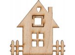 Ornamento In Legno Compensato - Casa Con Recinto