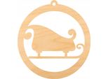 Palla Di Legno Ciondolo In Legno, Ornamento Palla Di Natale 6 Cm - Slitta Di Babbo Natale