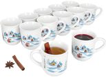 12X Tazze Da Vin Brulè 0,2L Bianco Natale Paesaggio Colorato Tazze Da Vin Brulè Calibrate