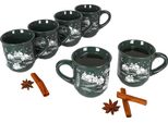 6X Tazze Di Vin Brulè 0,2L Verde Natale Paesaggio Ceramica Tazze Di Vin Brulè Calibrate