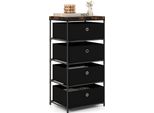 Costway Armadio In Tessuto A 4 Livelli, Comodino In Tessuto Con 4 Cassetti, Mobile Organizer Per La Casa Con Robusta Struttura In Metallo, Armadio Per Guardaroba Nero