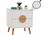 Comodino HWC-N89, Comodino, Cassetto A Spina Di Pesce In Legno Melaminico, 55X48X40Cm ~ Bianco