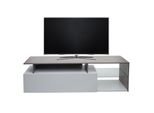 Tv-Rack MCW-L35, Lowboard Fernsehtisch Sideboard Tv-Schrank Kommode, Holz 47X170X40Cm Staufach, Beton-Optik Weiß