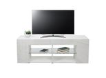 Tv-Rack MCW-L36, Tv-Board Fernsehtisch Lowboard Tv-Schrank Kommode, Holz 50X144X40Cm Staufach, Hochglanz Weiß