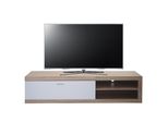 Tv-Rack MCW-L33, Tv-Board Fernsehtisch Lowboard Tv-Schrank Kommode, Holz 43X180X41Cm Staufach, Eiche-Optik, Weiß