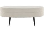 Pouf Otto, Poggiapiedi In Tessuto Teddy Nero, Bianco.