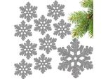 Brubaker Decorazione Albero Fiocchi Di Neve Glitterati - Decorazione Albero Di Natale - 13 Cm Decorazione Albero Di Natale Infrangibile - Decorazione Albero Di Natale, Argento, 10 Pz