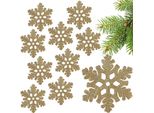Brubaker Decorazione Albero Fiocchi Di Neve Glitter - Decorazione Albero Di Natale - 13 Cm Decorazione Albero Di Natale Infrangibile - Decorazione Albero Di Natale, Oro, 10 Pz