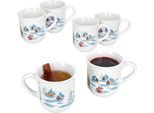 6X Tazze Da Vin Brulè 0,2L Bianco Natale Paesaggio Colorato Tazze Da Vin Brulè Calibrato