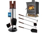 Kotarbau Set Di Strumenti Per Caminetto Con Supporto Set Di Strumenti Per Caminetto Posate Per Stufa A Muro Nero Accessori Per Caminetto Pala Da Poker Raschietto Per Cenere