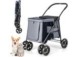 Costway Passeggino Pieghevole Per Cani, Passeggino Per Cani Fino A 40 Kg, Carrello Per Cani Con Cuscino, Finestre A Rete, 2 Porte
