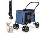 Costway Passeggino Pieghevole Per Cani, Passeggino Per Cani Fino A 40 Kg, Carrello Per Cani Con Cuscino, Finestre A Rete, 2 Porte