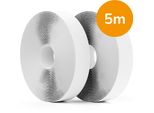 Nastro In Velcro Autoadesivo Extra Forte - 5 Metri, Larghezza 2 Cm, Per Zanzariere, Nastro Con Gancio In Velcro, Nastro Con Occhielli, Nastro In Velcro, Bianco / Bianco