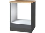 Herdumbauschrank Kochstation "Ks-Toronto", Schwarz (Anthrazit, Grafitgrau), B:60Cm H:85Cm T:60Cm, Holzwerkstoff, SchräNke, Herdumbauschrank