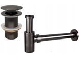 Mexen Semisifone Per Lavabo Tondo Con Tappo Clic-Clac, Senza Troppopieno, Grafite - 7991050-66