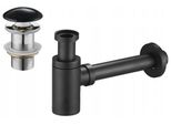 Mexen Sifone Semi-Circolare Per Lavabo Con Tappo Ceramico Clic-Clac, Senza Troppopieno, Nero - 7991050-75
