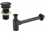 Mexen Semisifone Per Lavabo Rotondo Con Tappo In Ceramica Clic-Clac, Con Troppopieno, Nero Antico - 7992050-79