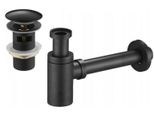 Mexen Sifone Semicircolare Per Lavabo Rotondo Con Tappo Click-Clack, Con Troppo Pieno, Nero - 7992050-70