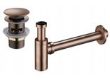 Mexen Sifone Semplificato Per Lavabo Rotondo Con Tappo Clic-Clac, Con Troppo Pieno, Rame Antico - 7992050-45