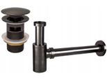 Mexen Semisifone Per Lavabo Tondo Con Tappo Click-Clack, Con Troppo Pieno, Grafite - 7992050-66