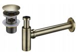 Mexen Semi-Sifone Per Lavabo Rotondo Con Tappo Clic-Clac, Con Troppopieno, Ottone Antico - 7992050-40