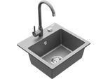 Mexen Milo Lavello In Granito A 1 Vasca Con Rubinetto Da Cucina Telma, Grigio - 6505-71-670200-71