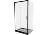 Mexen Apia Cabina Doccia Scorrevole 130 X 90 Cm, Trasparente, Nera + Piatto Doccia Flat, Nero - 840-130-090-70-00-4070B