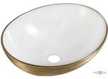 Mexen Elza Lavabo Da Appoggio 40 X 33 Cm, Bianco/Oro Motivo Linee - 21014017