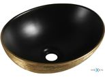 Mexen Elza Lavabo Da Appoggio 40 X 33 Cm, Nero Opaco/Motivo Oro Linee - 21014027