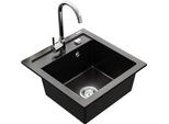 Mexen Vito Lavello Da Cucina In Granito A 1 Vasca Con Rubinetto Telma, Nero/Argento Metallizzato - 6503-73-670200-00