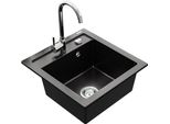 Mexen Vito Lavello Da Cucina In Granito A 1 Vasca Con Miscelatore Telma, Nero - 6503-77-670200-00