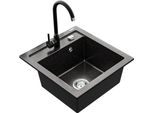 Mexen Vito Lavello Da Cucina In Granito 1-Vasca Con Miscelatore Telma, Nero Maculato - 6503-76-670200-76