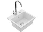 Mexen Milo Lavello In Granito 1-Vasca Con Rubinetto Da Cucina Telma, Bianco - 6505-20-670200-00