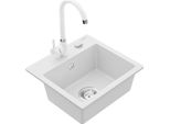 Mexen Milo Lavello In Granito A 1 Vasca Con Miscelatore Da Cucina Telma, Bianco - 6505-20-670200-20