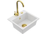 Mexen Milo Lavello In Granito A 1 Vasca Con Rubinetto Cucina Telma, Bianco - 6505-20-670200-50