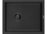 Mexen Pedro Lavello In Granito 1-Vasca 560 X 460 Mm, Nero/Argento Metallico, Sifone Nero - 6508561000-73-B