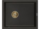 Mexen Pedro Lavello In Granito 1 Vasca 560 X 460 Mm, Nero/Oro Metallico, Sifone Dorato - 6508561000-75-G