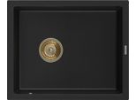 Mexen Pedro Lavello In Granito Ad 1 Vasca 560 X 460 Mm, Nero, Sifone Dorato - 6508561000-77-G