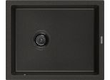 Mexen Pedro Lavello Da Cucina In Granito A 1 Vasca 560 X 460 Mm, Nero/Oro Metallico, Sifone Nero - 6508561000-75-B