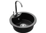 Mexen Diego Lavello In Granito A 1 Vasca Con Miscelatore Da Cucina Telma, Nero/Argento - 6512-73-670200-00